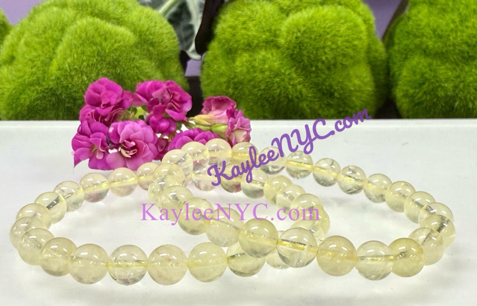 Wholesale Lot 6 Pcs Natural Lemon Quartz 8mm 7.5”Crystal Stretch Bracelet