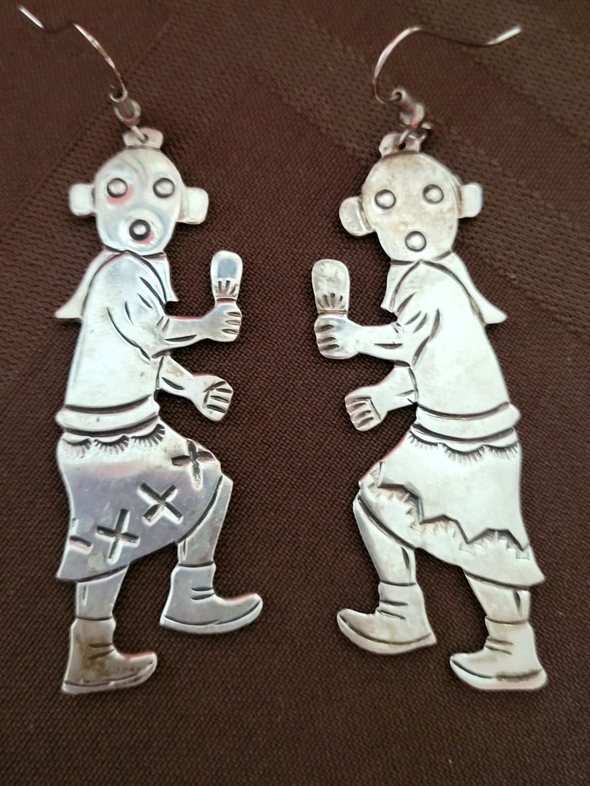 Navajo Floyd Bicenti signed BCT vintage sterling silver earrings