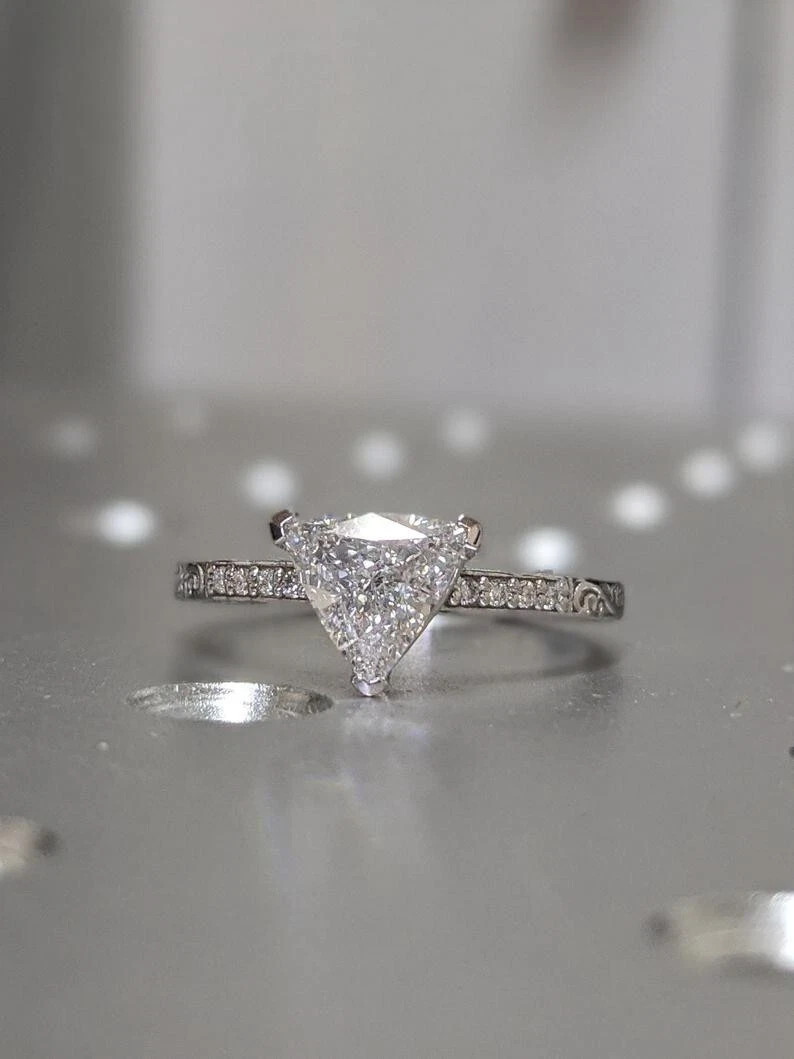 2.50 Ct. Treated Trillion Cut White Diamond Amazing Wedding Ring in 925 Silver