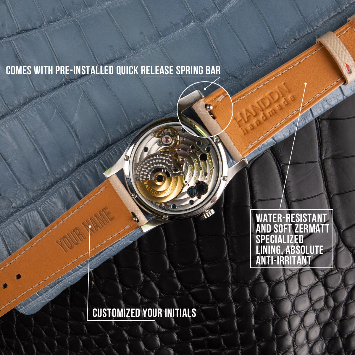 Navy Alcantara Leather Watch Strap Band 18mm 19mm 20mm 21mm 22mm