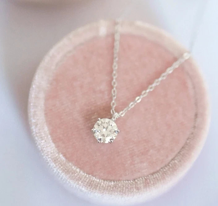 1.00Ct Round Cut Lab Created Diamond 14K White Gold Finish Engagement Pendant