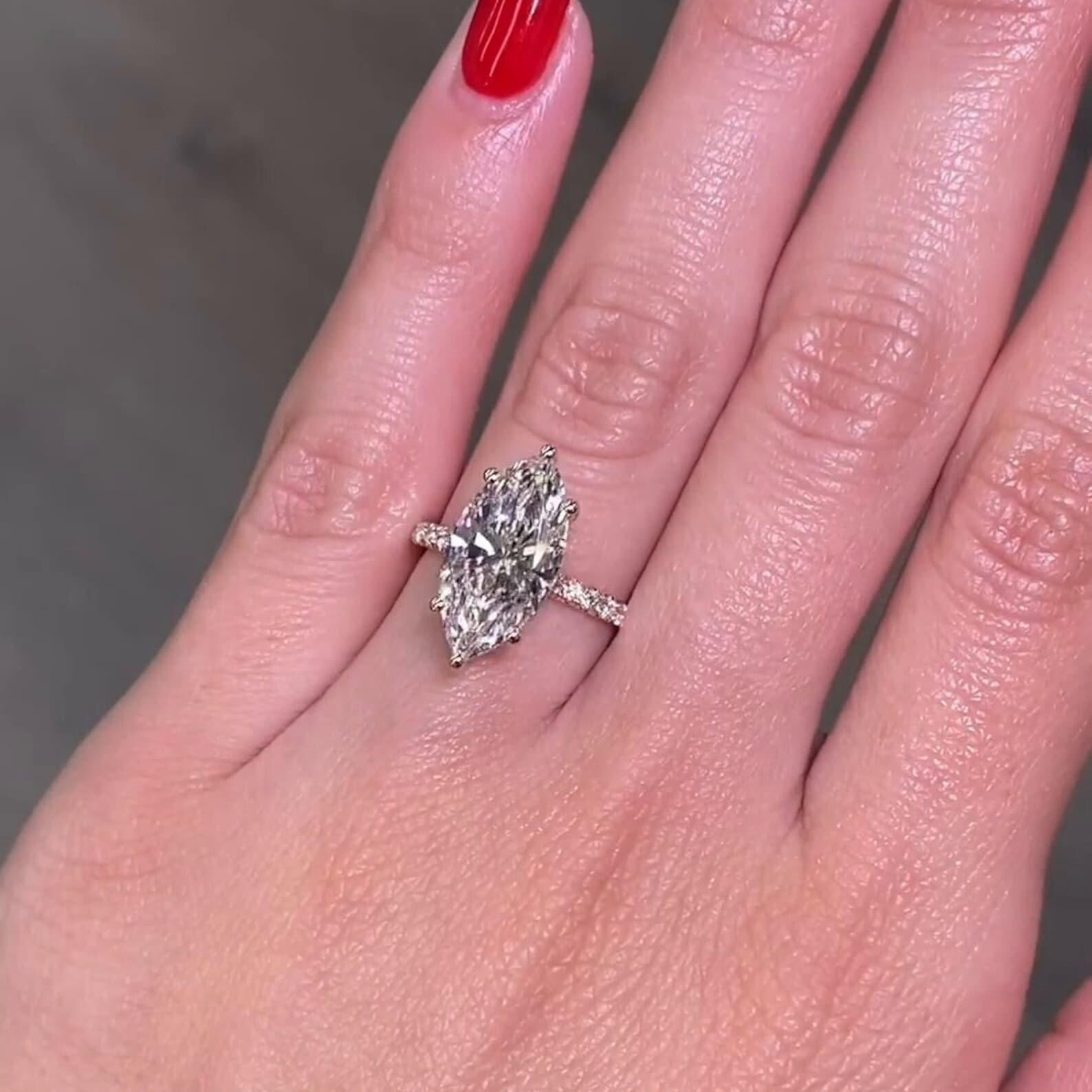 5.50CT Marquise Cut Lab Grown Diamond Engagement Hidden Halo Ring 14K White Gold