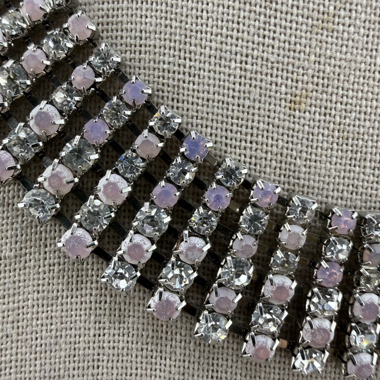 Rhinestone Necklace Pink White/Clear Sparkle Wedding Prom Formal Homecoming 16”