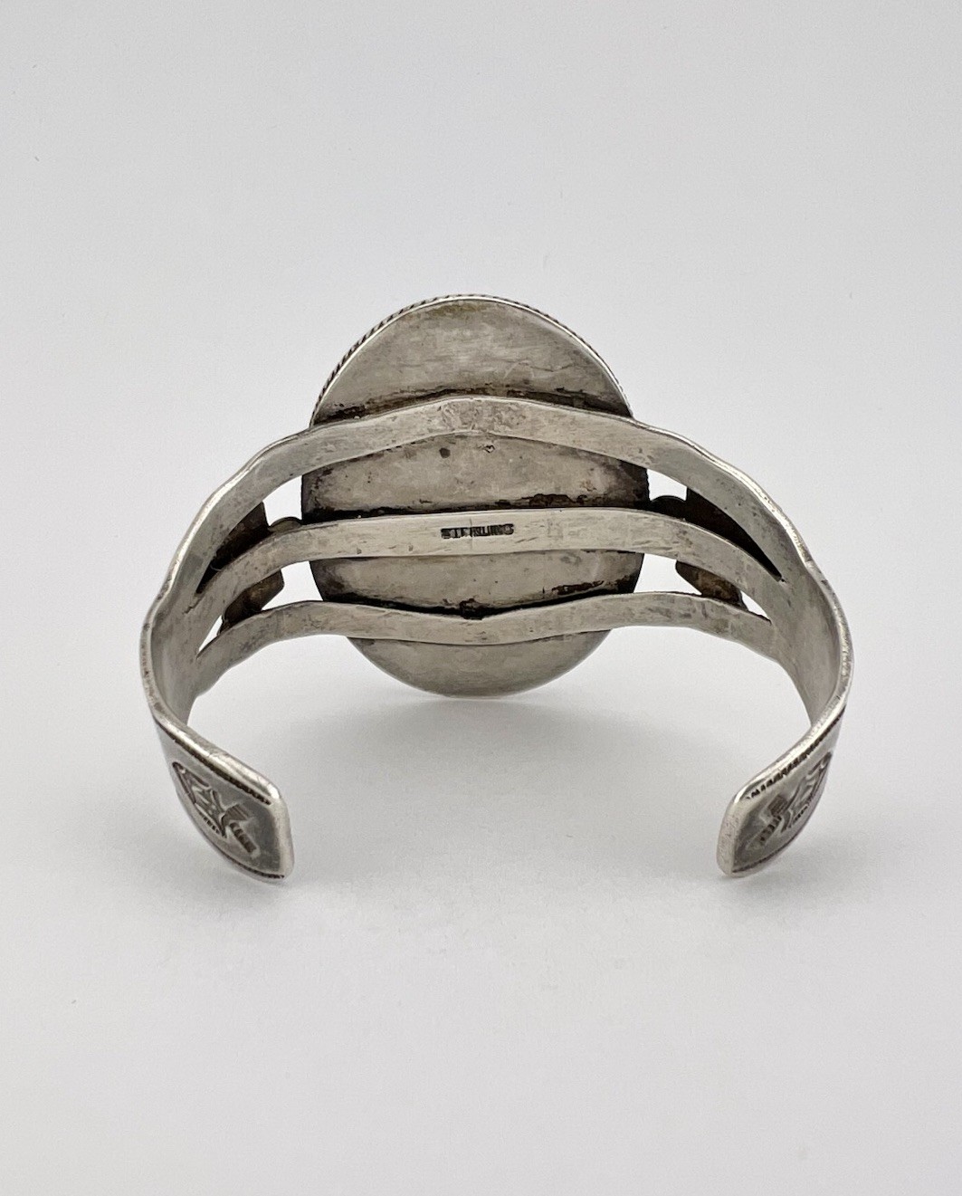 Fred Harvey Navajo Sterling Silver Kingman Turquoise Thunderbird Cuff Bracelet