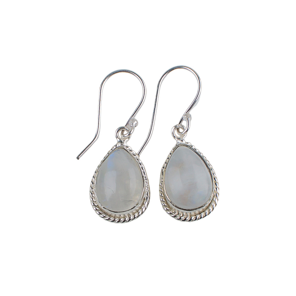 Natural Rainbow Moonstone Gemstone 925 Stamped Silver Woman’s Hook Earring 1.40″