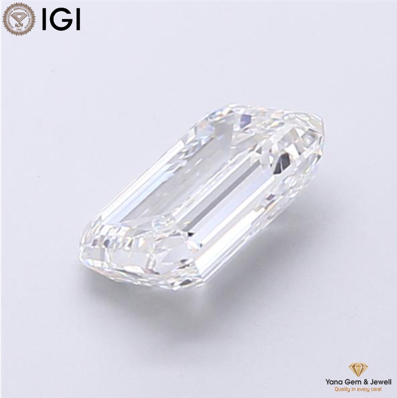 IGI Certified CVD Lab Grown Diamond Emerald Cut 2.00 Carat VVS1 Clarity D Color