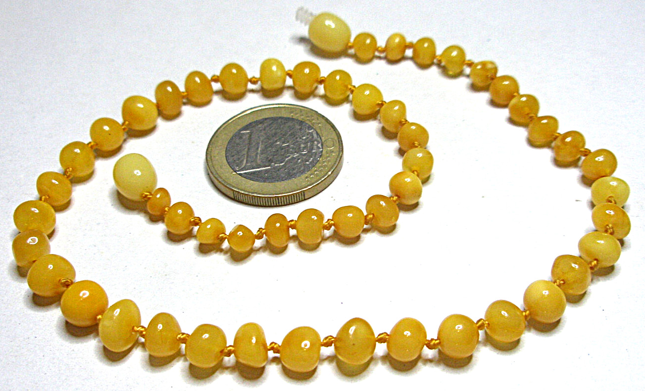 Real Baltic Amber Necklace Polished Round Beads Egg Yolk 45 cm – 17.7 inch