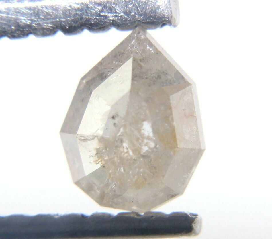 0.54cts Geometric Pear Shape Salt n Pepper Rose Cut Diamond 5.43×4.34×2.92 MM