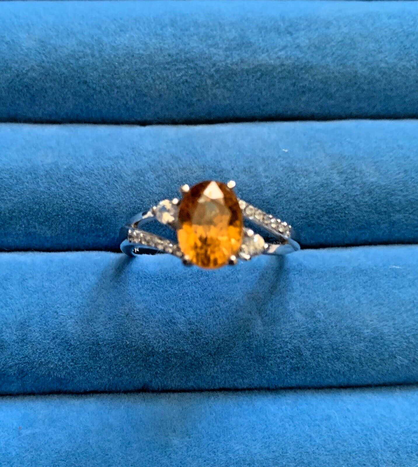 Cambodian Yellow Zircon, Natural White Zircon Ring in Platinum Over SS – Size 9
