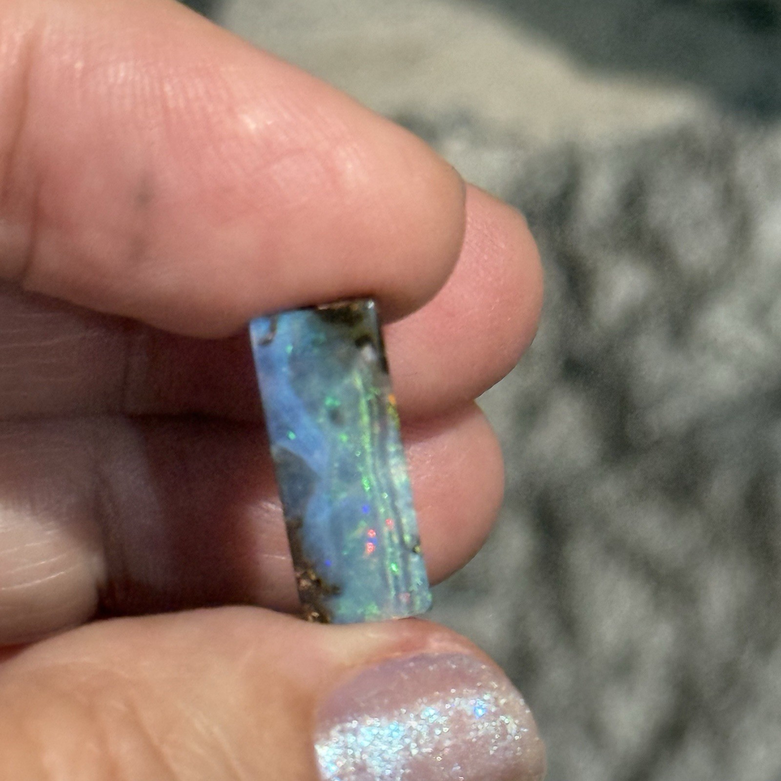 6ct 17.4×6.8×3.9mm Blue Australian Boulder Opal Split Cabochon Gem