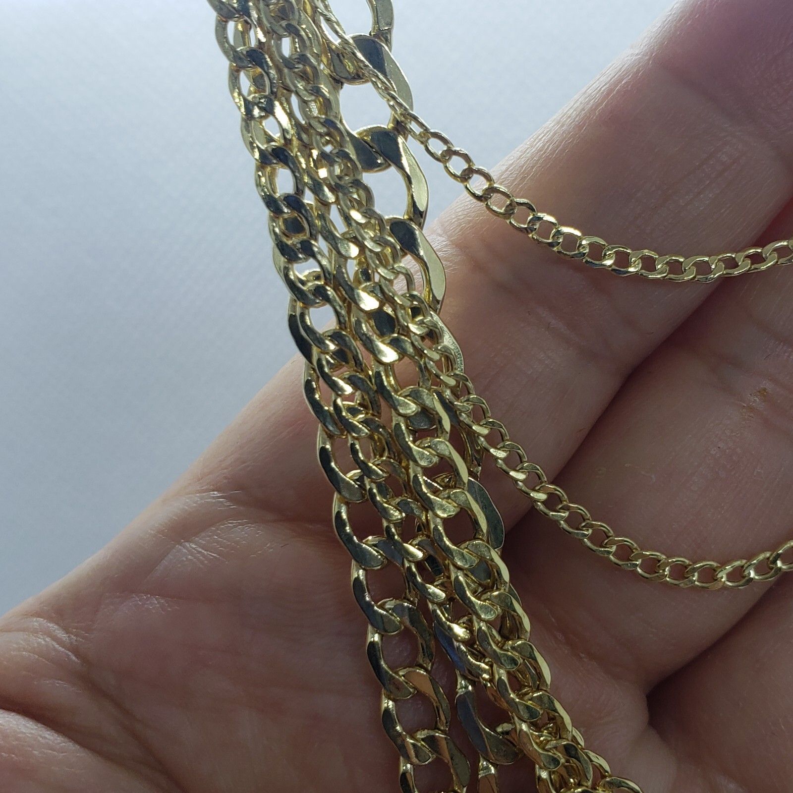 10K Yellow Gold Hollow Cuban Curb Chain Link Necklace Bracelet 2~7mm All Sizes