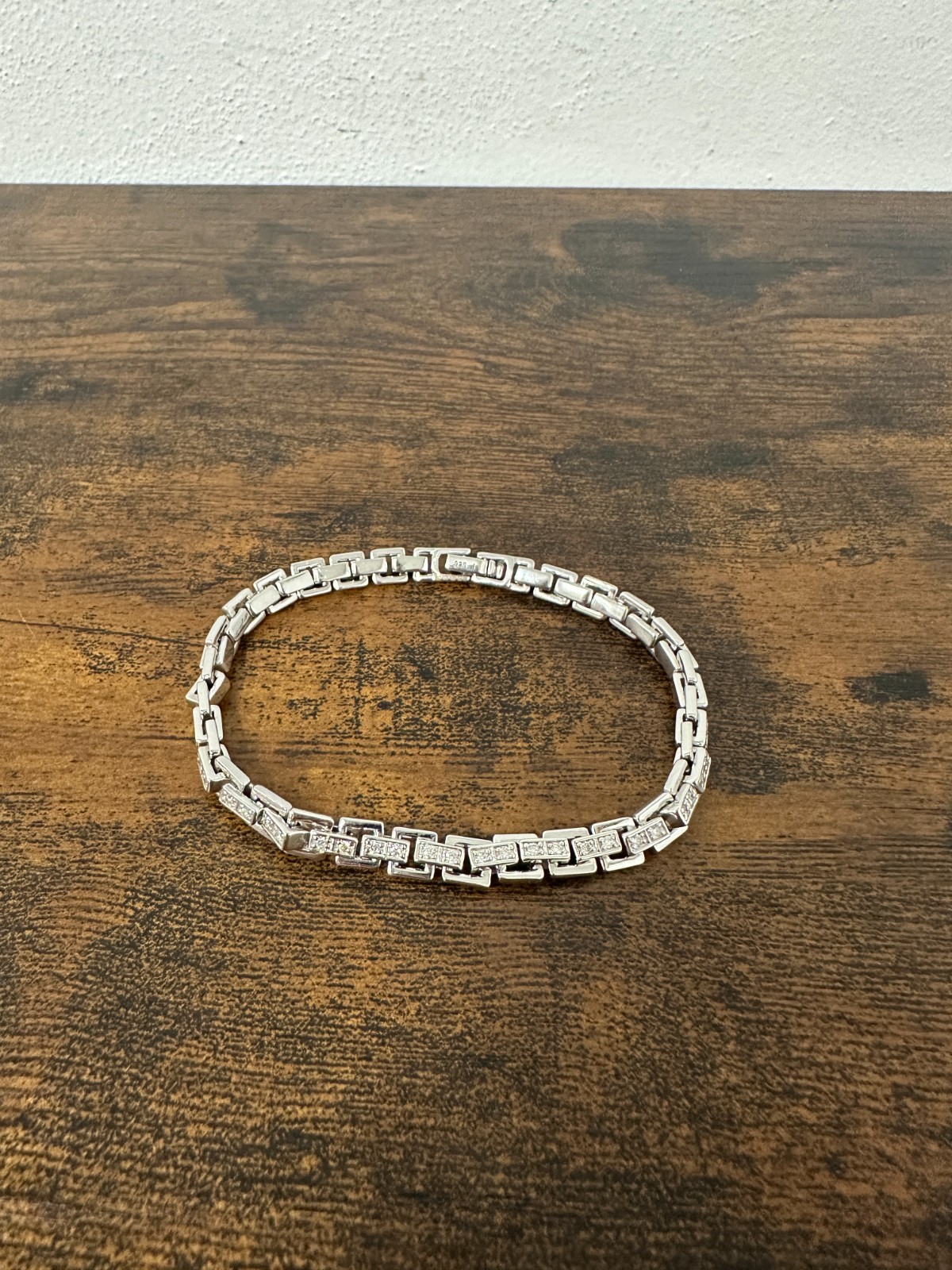 The Diamond Store London Diamond Rectangular Link Tennis Bracelet 925 Silver