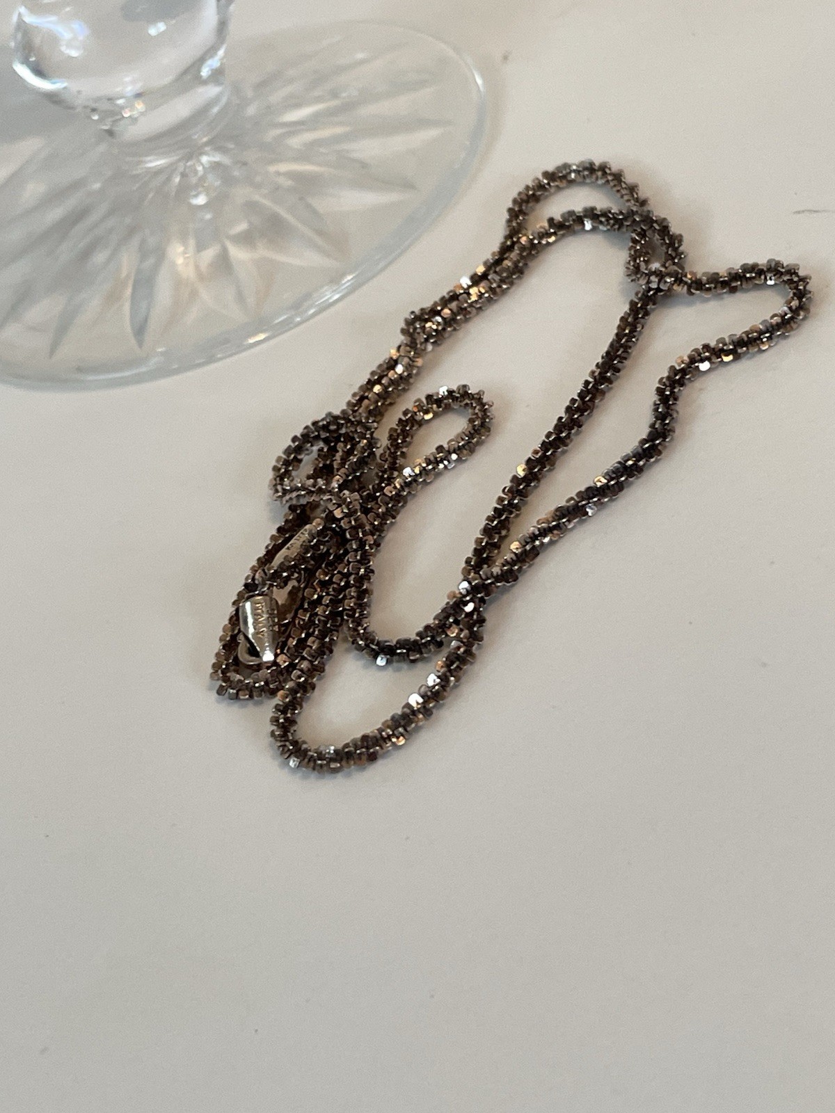 Vtg KA 1772 Italy 925 Vermeil Diamond Cut Criss Cross Link Chain Necklace 22”