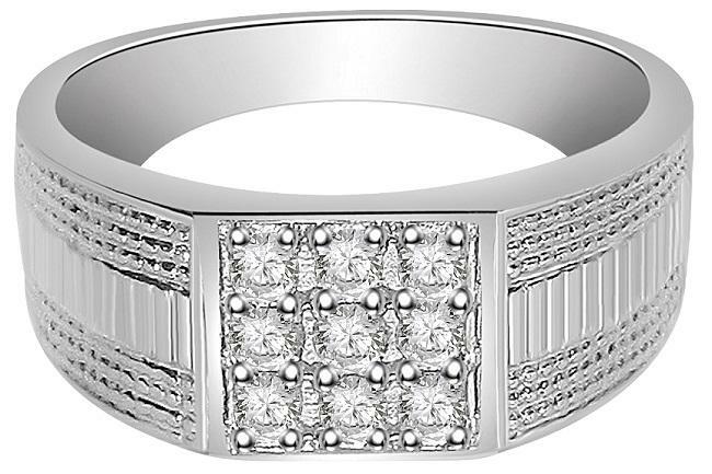 Round Cut Diamond 0.35 Ct I1 G Men’s Wedding Ring 14K Gold Prong Set 8.40MM