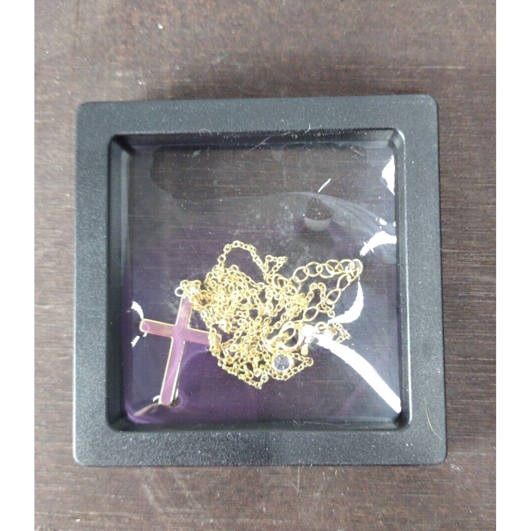 HXIYA 18K Gold Plated Cross 17″ + 2″ extender Herringbone Necklace