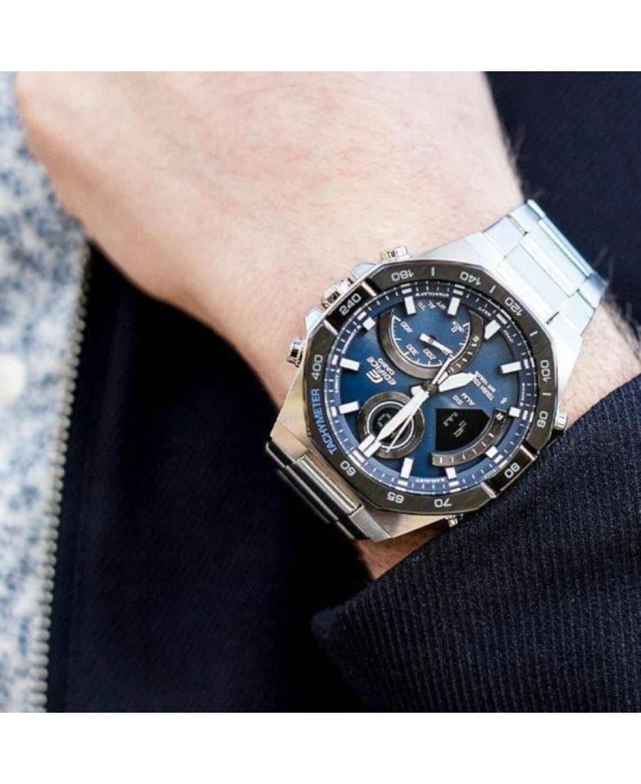 CASIO Men Digital Eco-Drive Casual Watch Classic Dress Blue Dial Waterproof Roun