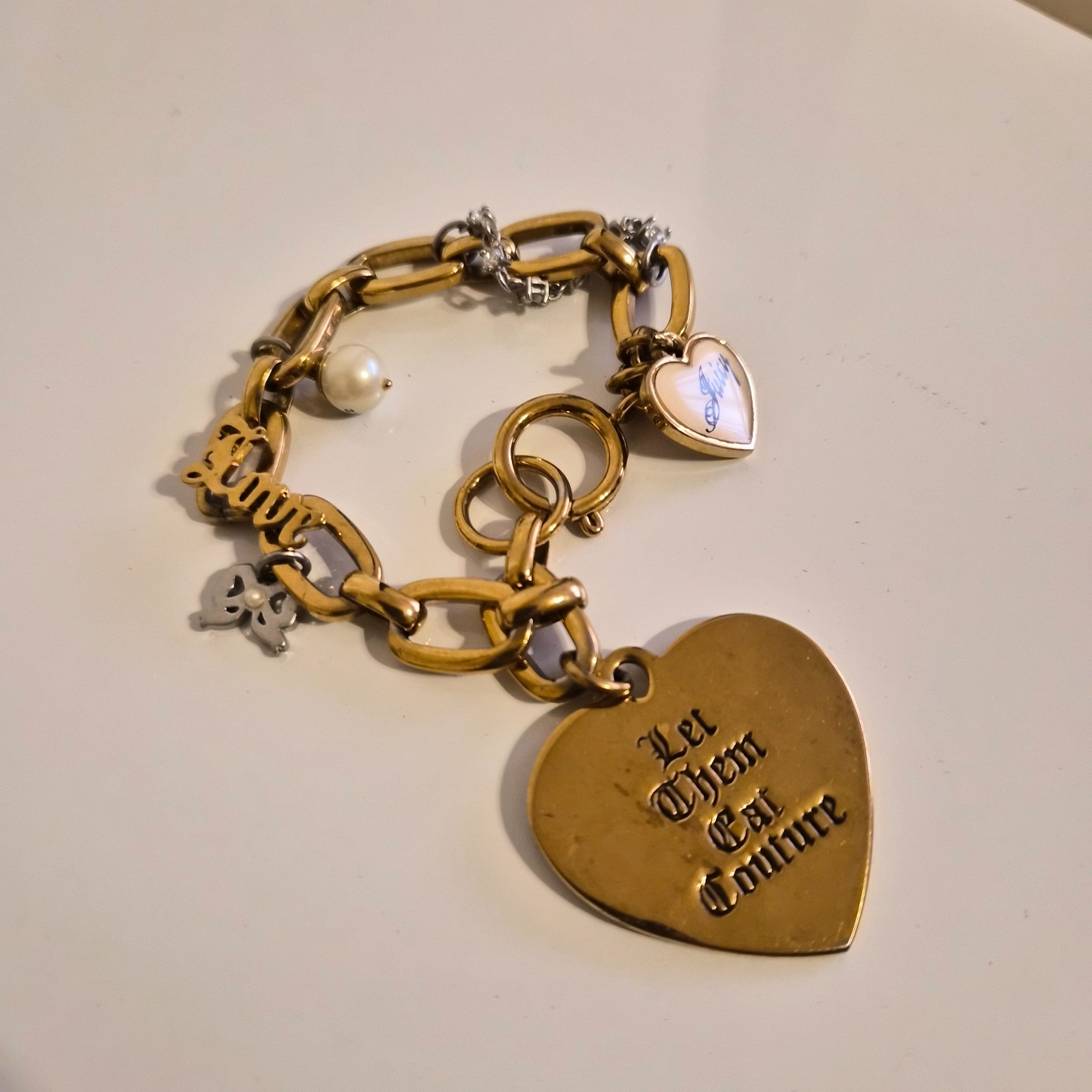 Vintage Juicy Couture Let Them Eat Couture Gold Charm Bracelet