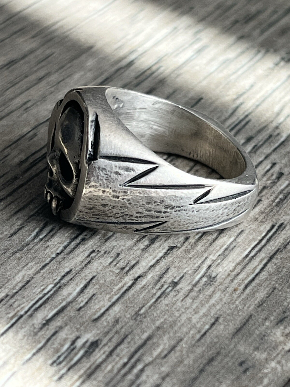 MJG CUSTOM MADE 925 STERLING SILVER SKULL RING SIZE 11 24.10 Grams Made In USA