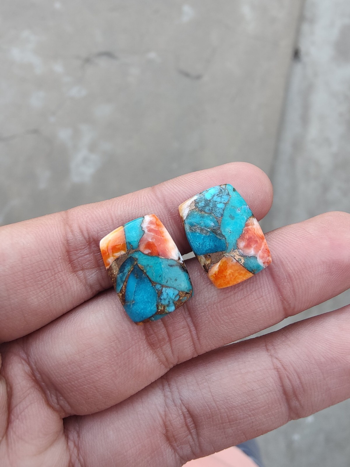 Natural Oyster Copper Turquoise Rectangle Cabochon 6x8mm to 20x25mm Gemstone