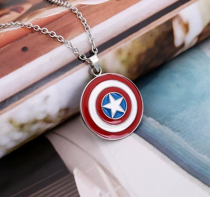 Captain America Shield Necklace Marvel Pendant Chain Superhero Jewelry