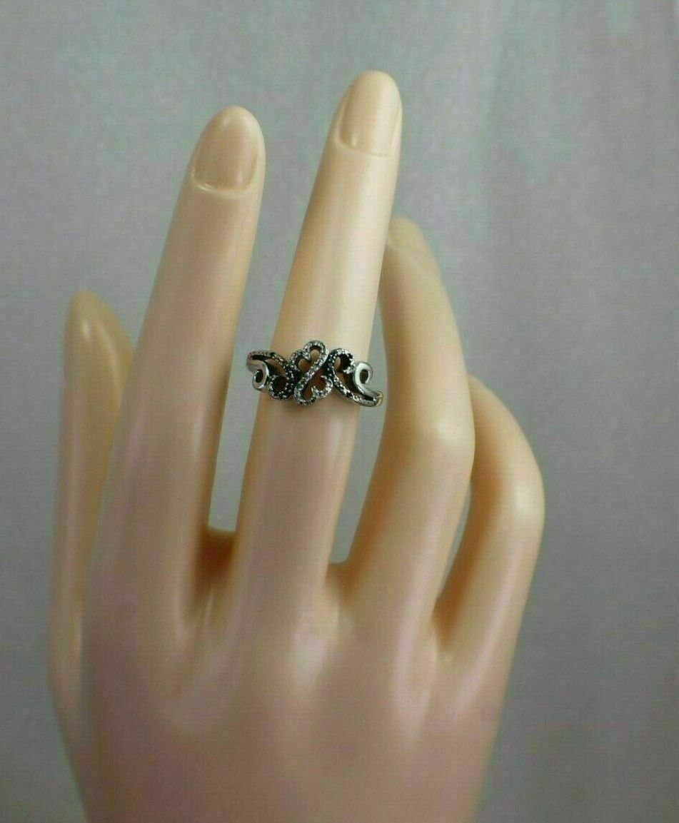 Valentine Gift 925 Silver Lab Created Jane Seymour Open Hearts Diamond Ring