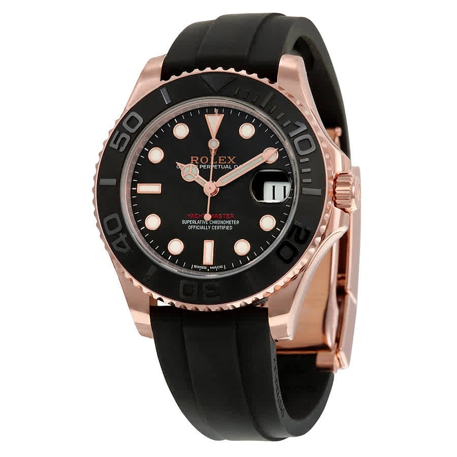 Rolex Yacht-Master 37 Automatic Black Dial 18kt Everose Gold Black Rubber Strap