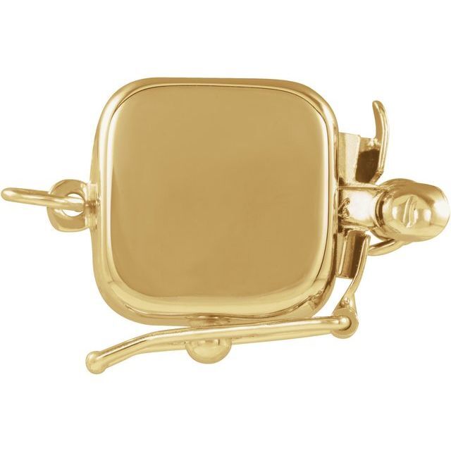 14K Solid Gold Plain Cushion Shape Pearl Box Bead Clasp Single Strand Engraving