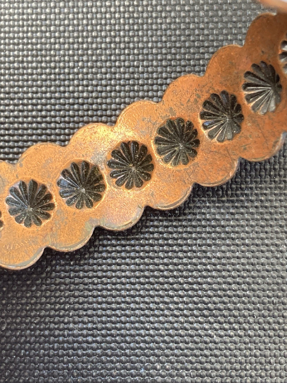 Vintage Southwest Copper Stamped Concho Star Cuff Bracelet Tourist (5.2″ + Gap)