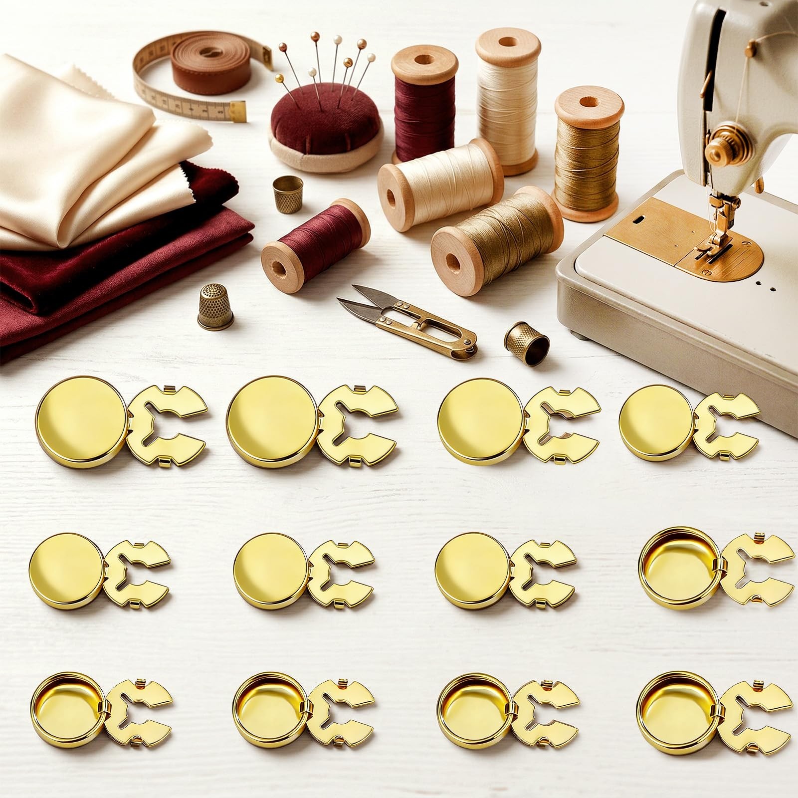 20PCS Brass Round Cuff Button Covers – 2 Sizes (12mm & 15mm) Gold Blank Cuffl…