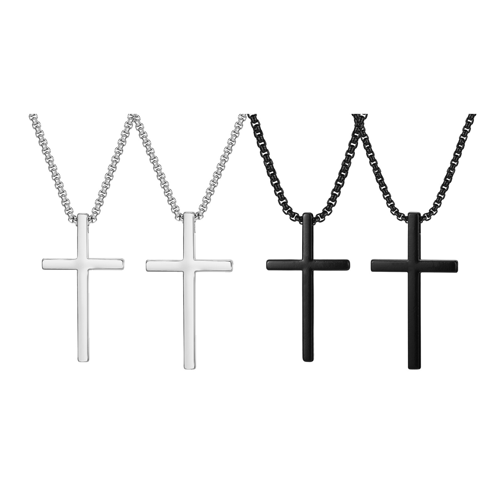 Cross Necklace for Men Women,Plain Cross Pendant Collar with Box Chain Gift