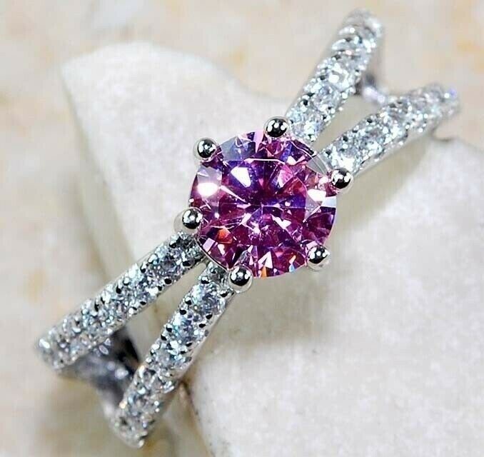 2CT Heat Treated Pink Topaz 925 Solid Sterling Silver Ring Sz 6 UB3-8