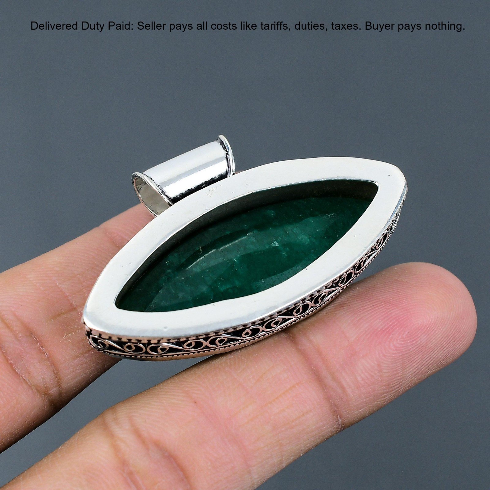 Natural Zambian Emrald Sterling Silver Bezel New Vintage Wedding Pendant Jewelry