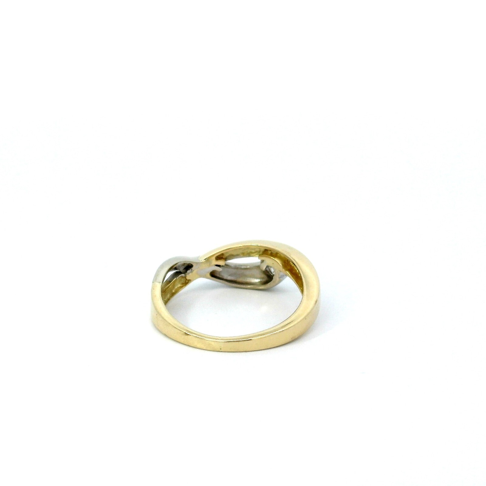 Ladies Ring, Gold Ring Two Tone with Zircon, Yellow Gold/White Gold 585 14 KT, Size 8/48