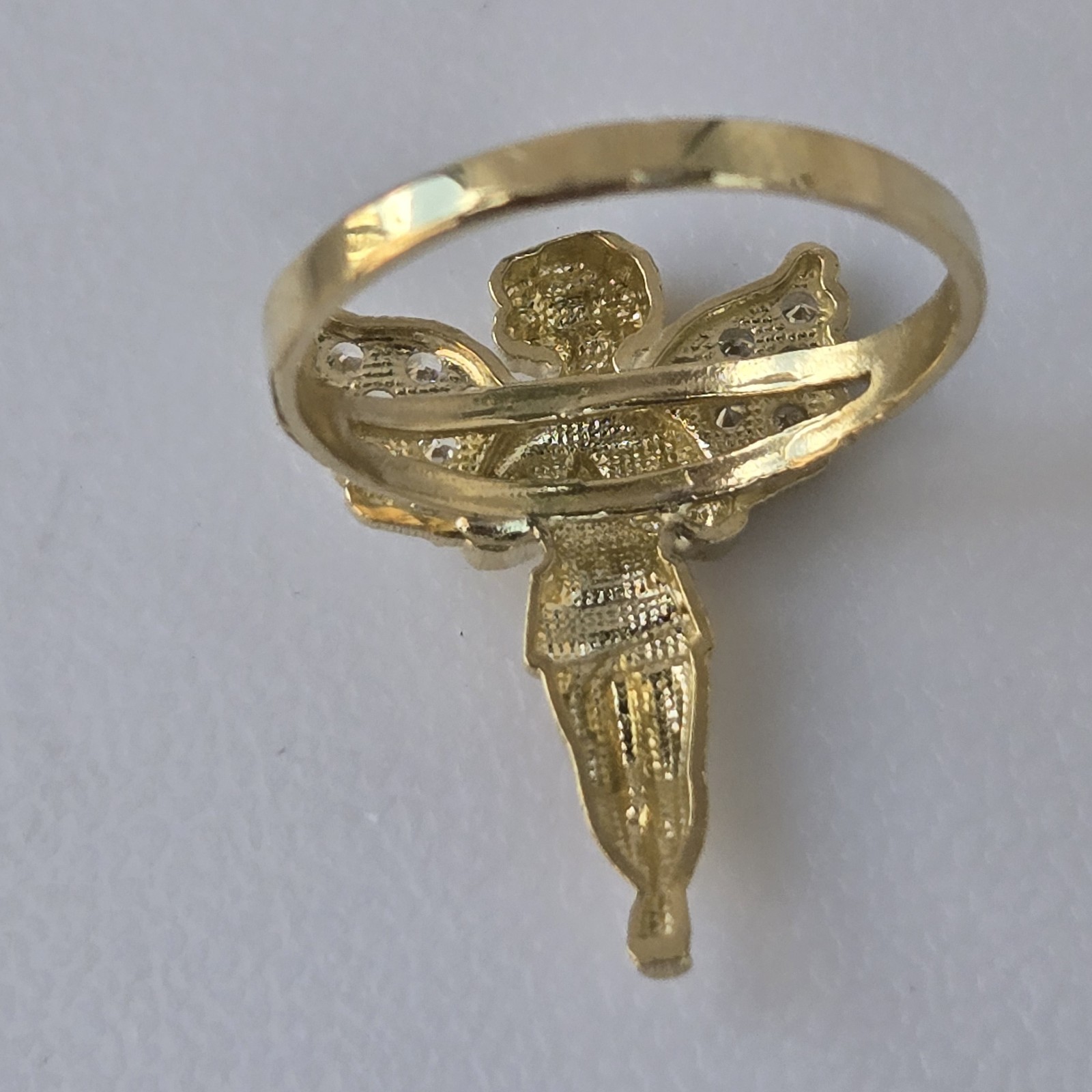 Solid 10k yellow Gold Praying Angel Ring