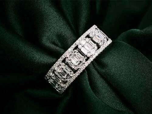 2.30Ct Lab Created Diamond Half Eternity Anniversary Band 14K White Gold Over
