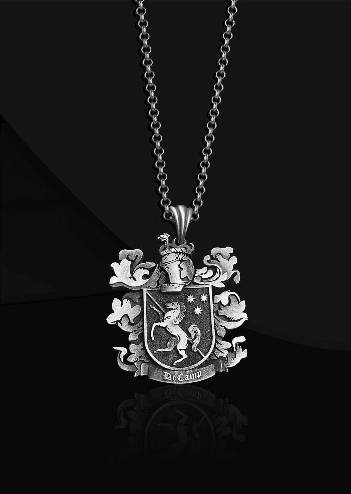 Coat Of Arms Necklace 925 Sterling Silver Family Crest Necklace Duty Free