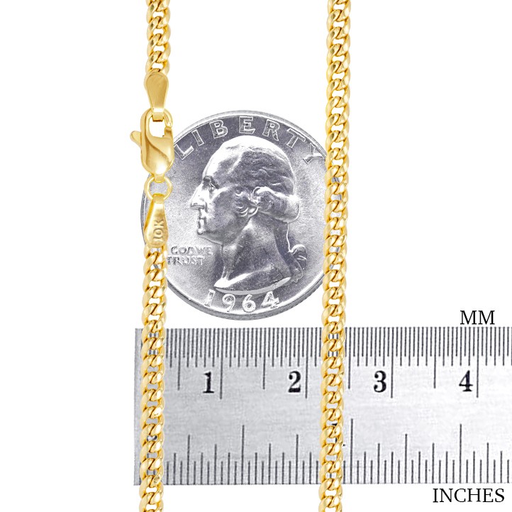 10K Yellow Gold 3.5mm Miami Cuban Link Chain Bracelet Lobster Clasp 7″ 8″ 9″