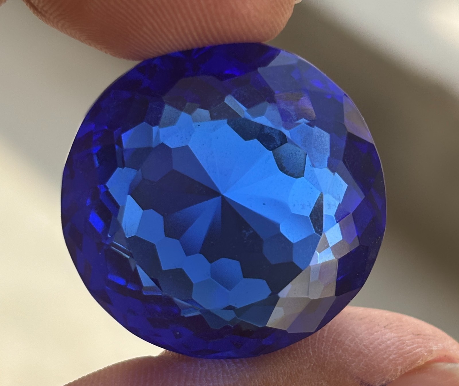 Certified 100 Cts Round Cut Blue Kashmiri Sapphire Loose Natural Gemstone Superb