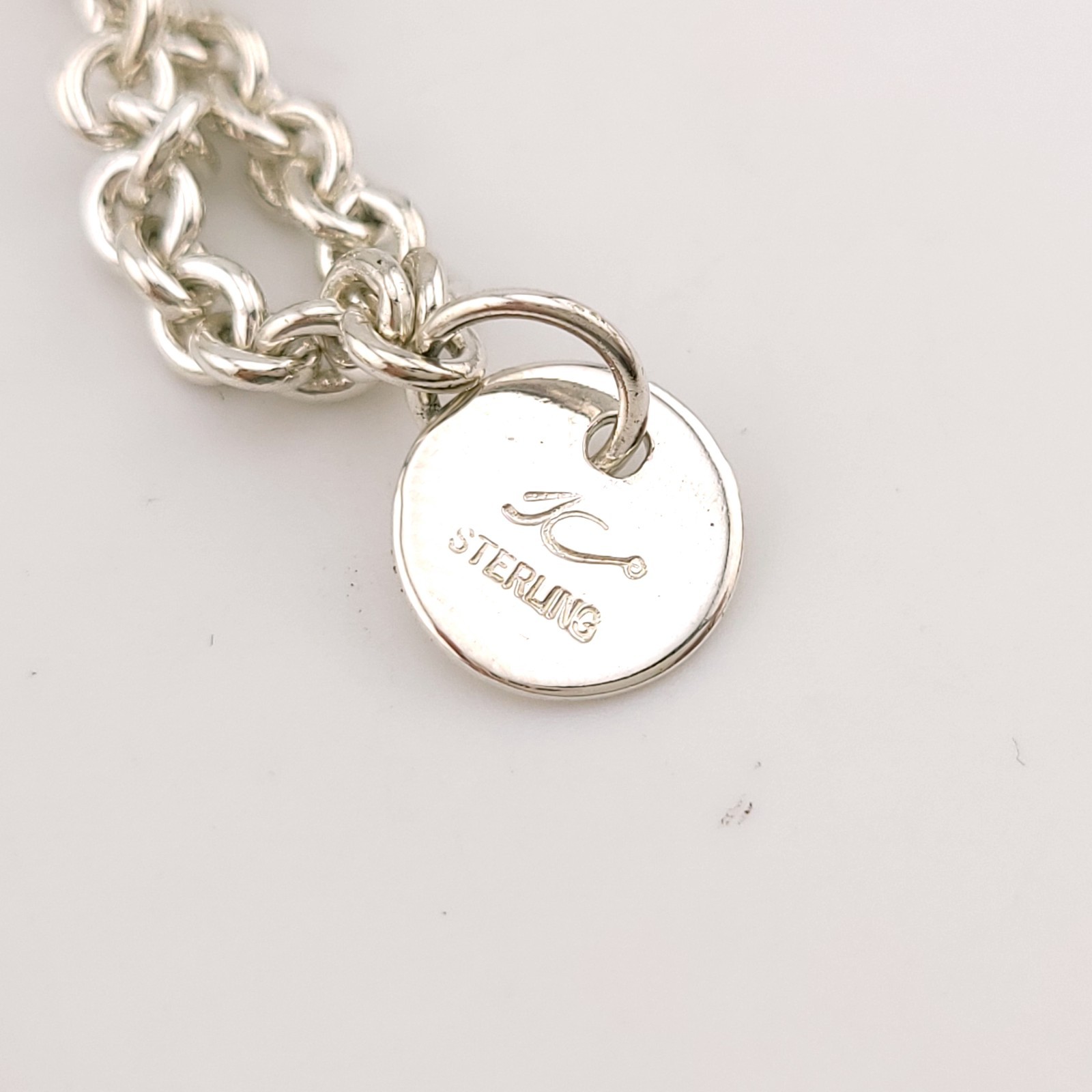 Susan Cummings SC Sterling Silver Strawberry Puffy Heart Chain Link 36″ Necklace