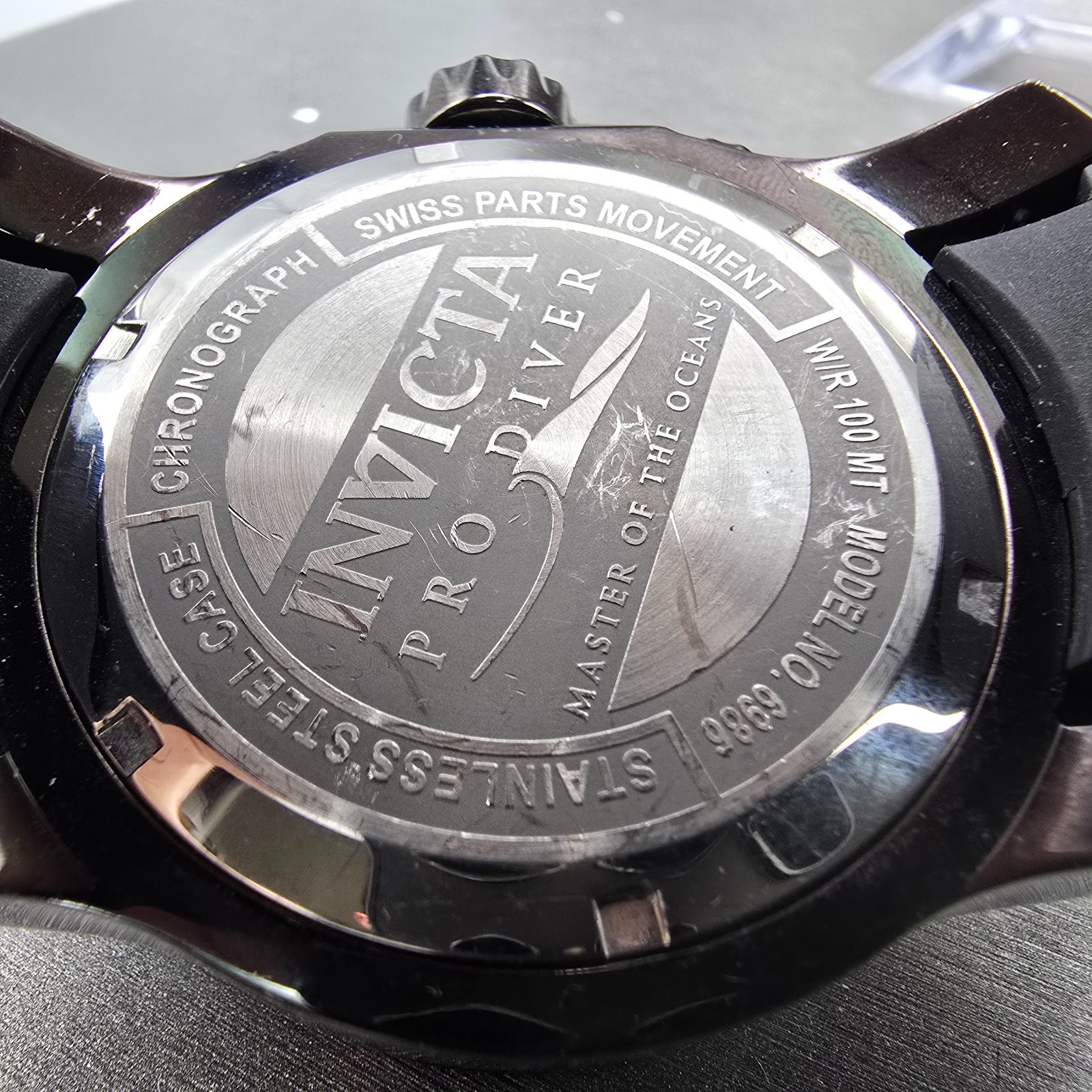 Invicta Pro Diver Chronograph Watch Men 48mm Black Dial Black Tone 6986 New Batt