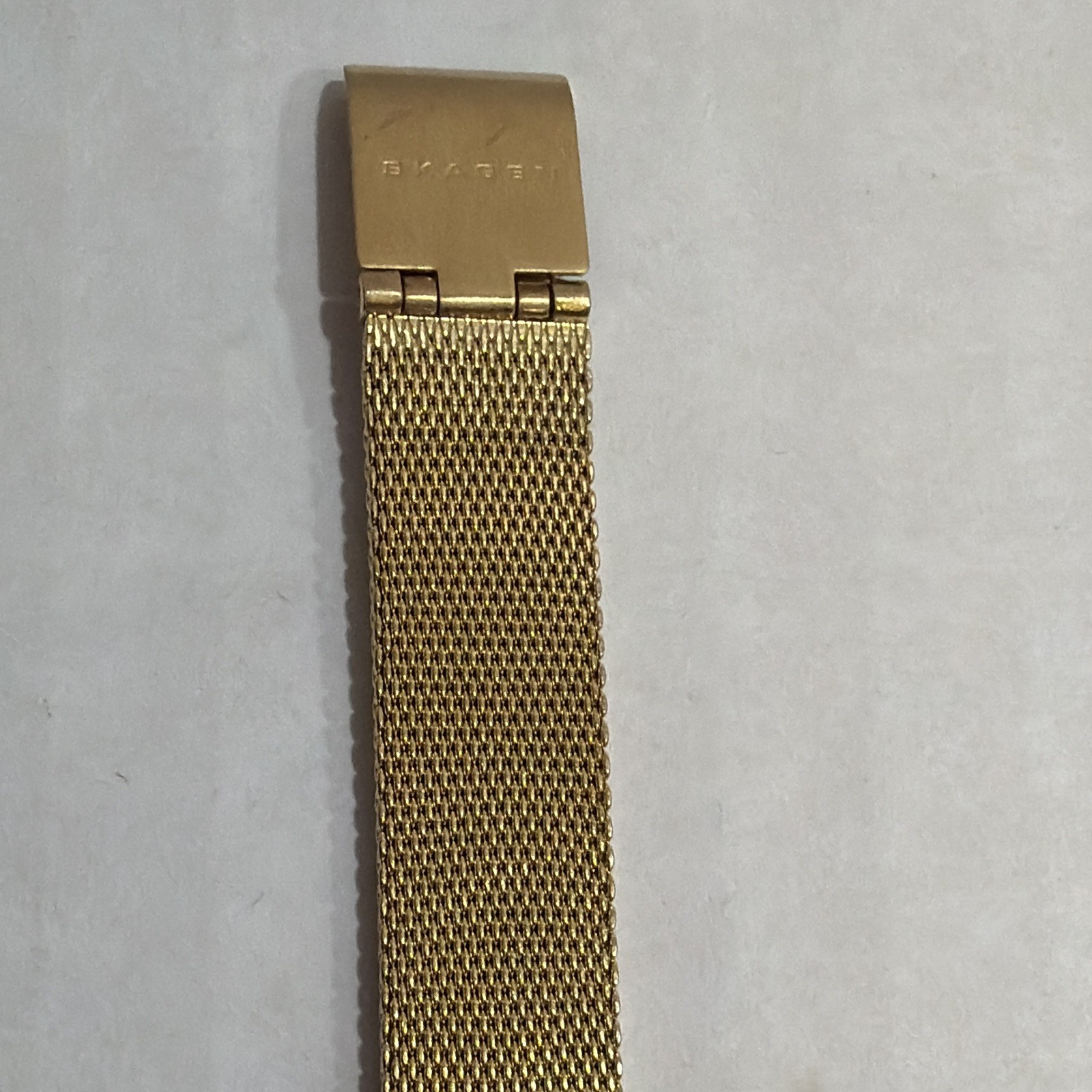 Skagen Women’s Gold Dial Quartz Watch Gold Mesh Band Diamond Markers 30m