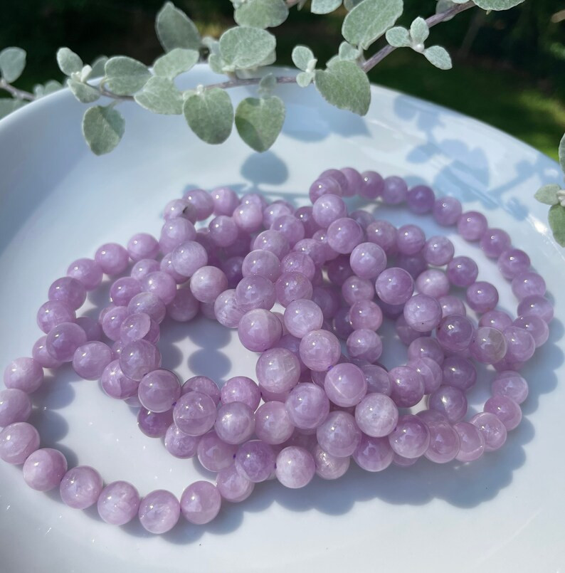 Wholesale 5 Pcs Natural Kunzite 8mm 6.7″ Crystal Healing Stretch Bracelet