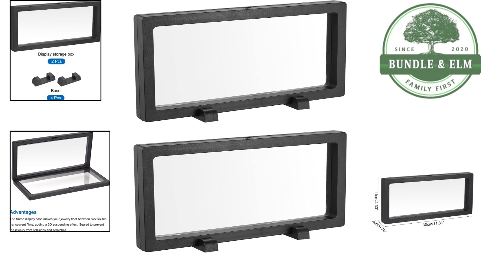 Floating Frame Holder for Rings, Necklaces, and Coins, 11.81 x 4.33 Inches
