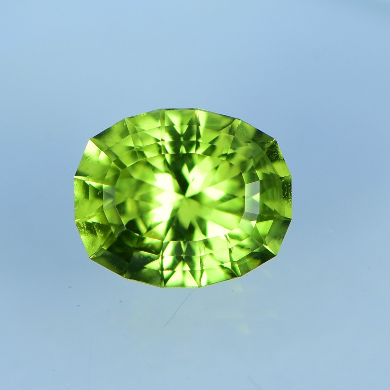 1.59ct Natural Green Peridot Custom Cut, 7.85 x 6.16mm, See Video