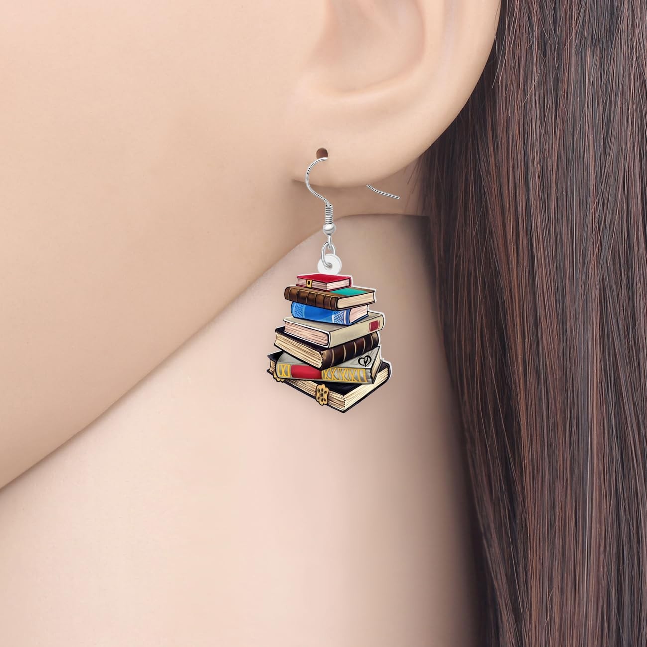 Acrylic Novelty Book Earrings Bookshelf Dangle Back To School Jewelry Teacher Ap