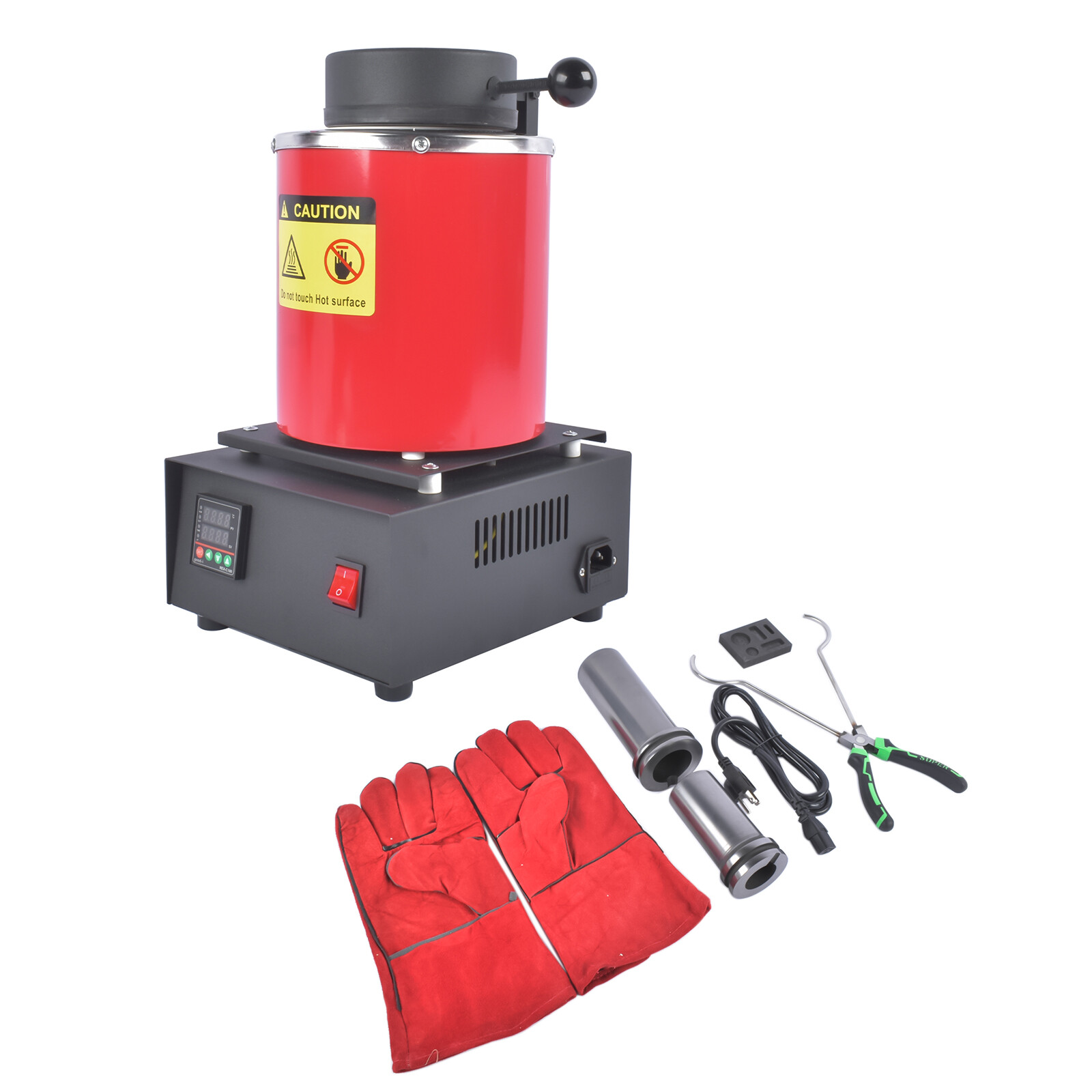 Gold Melting Furnace 1500W 1150°C/2102°F for Smelting Metal 110V 1KG 2KG 3KG Red