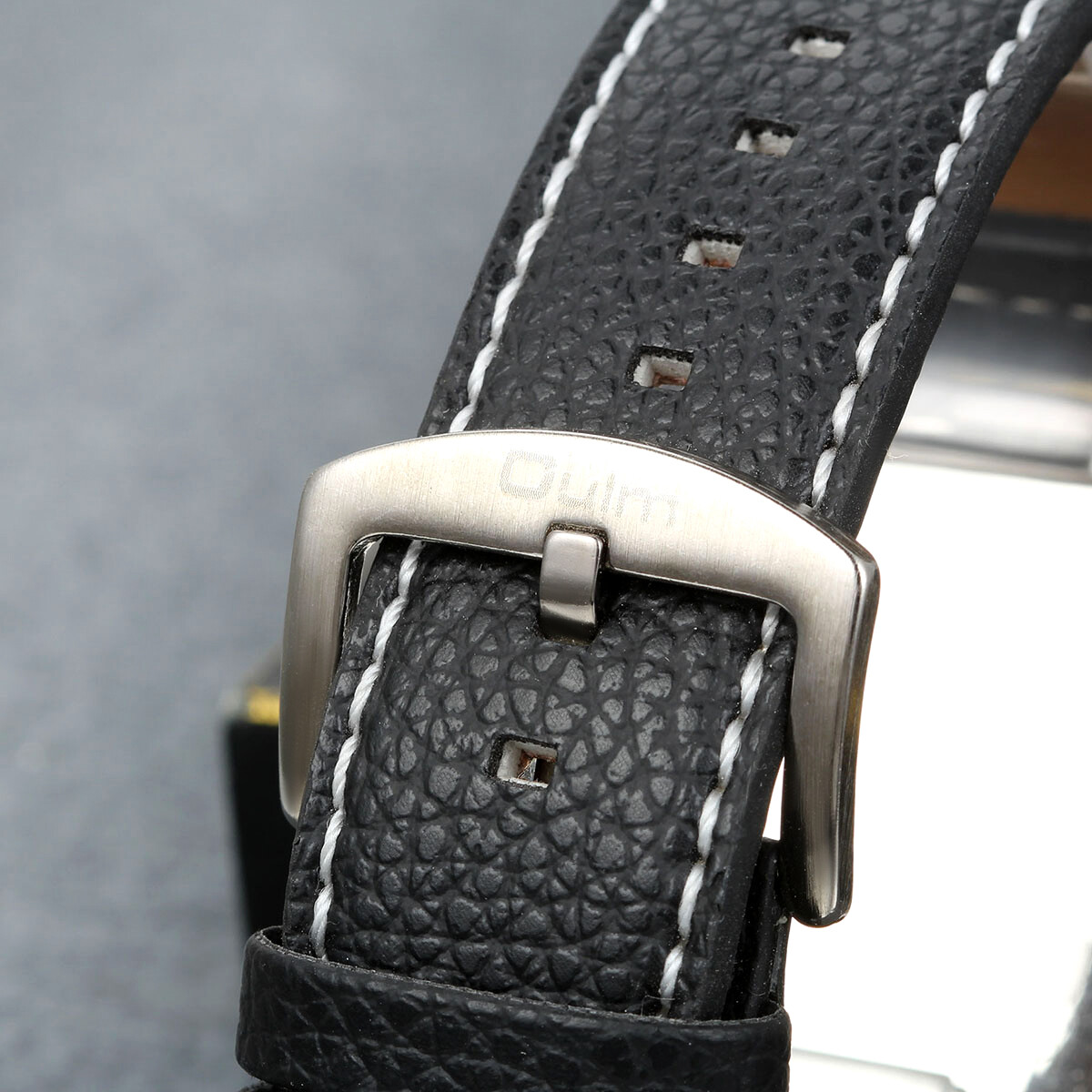 Military Army Dual Time Zones Movements Quartz Watch Black Leather Sports Mens