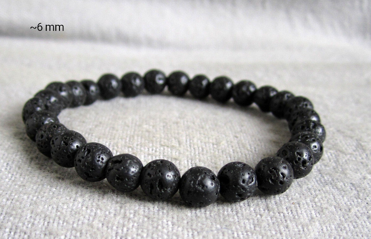 Bracelet made of lava balls Ø approx. 6 and 8 mm/15-23 cm elastic