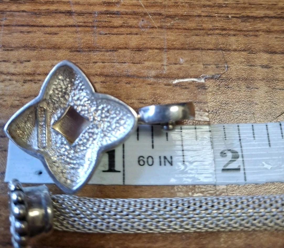 Unique 925 & 14k Joseph Esposito Mesh Snap Pendant Necklace 18.5in