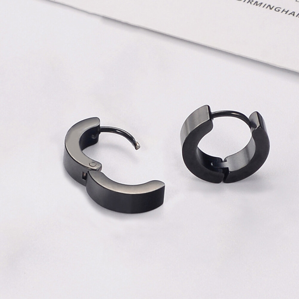 2PCS Stainless Steel Hoop Earrings for Men Women Small Hoop Huggie Ear Piercings